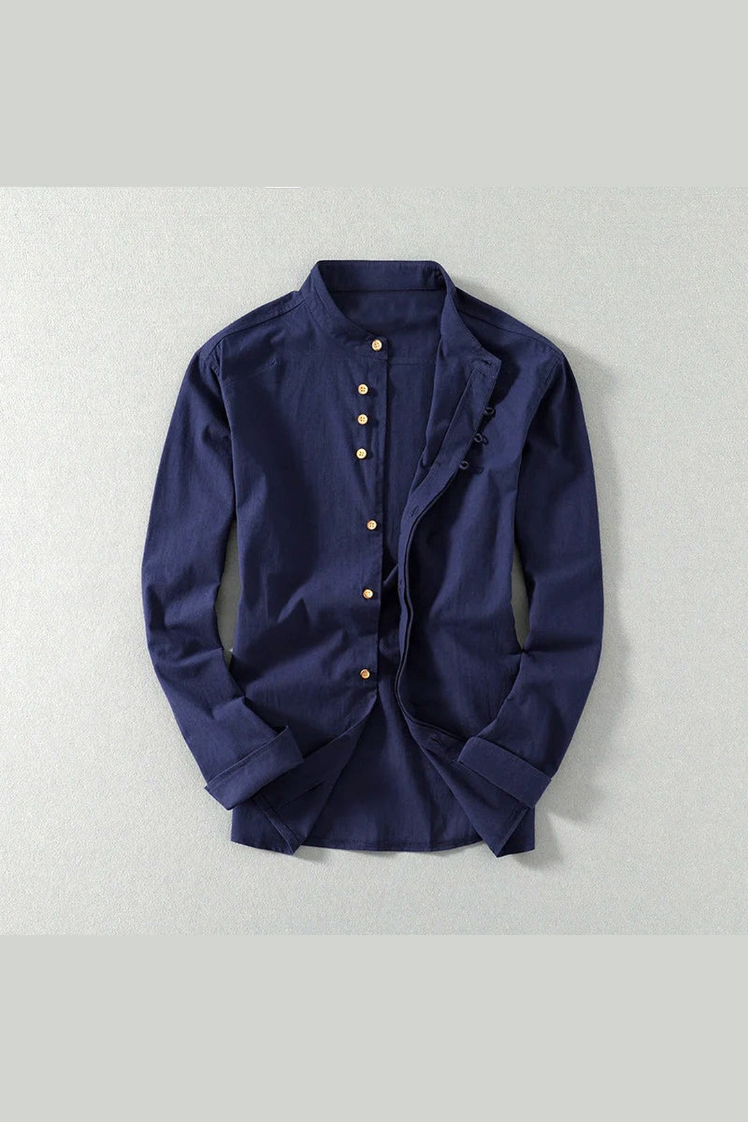 Men's Mandarin Collar Linen Blend Shirt – Kyoto Smart Casual