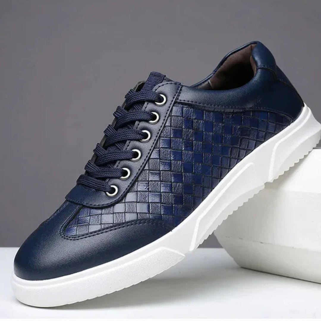 Men's Leather Woven Trainers – Low-Top Everyday Comfort