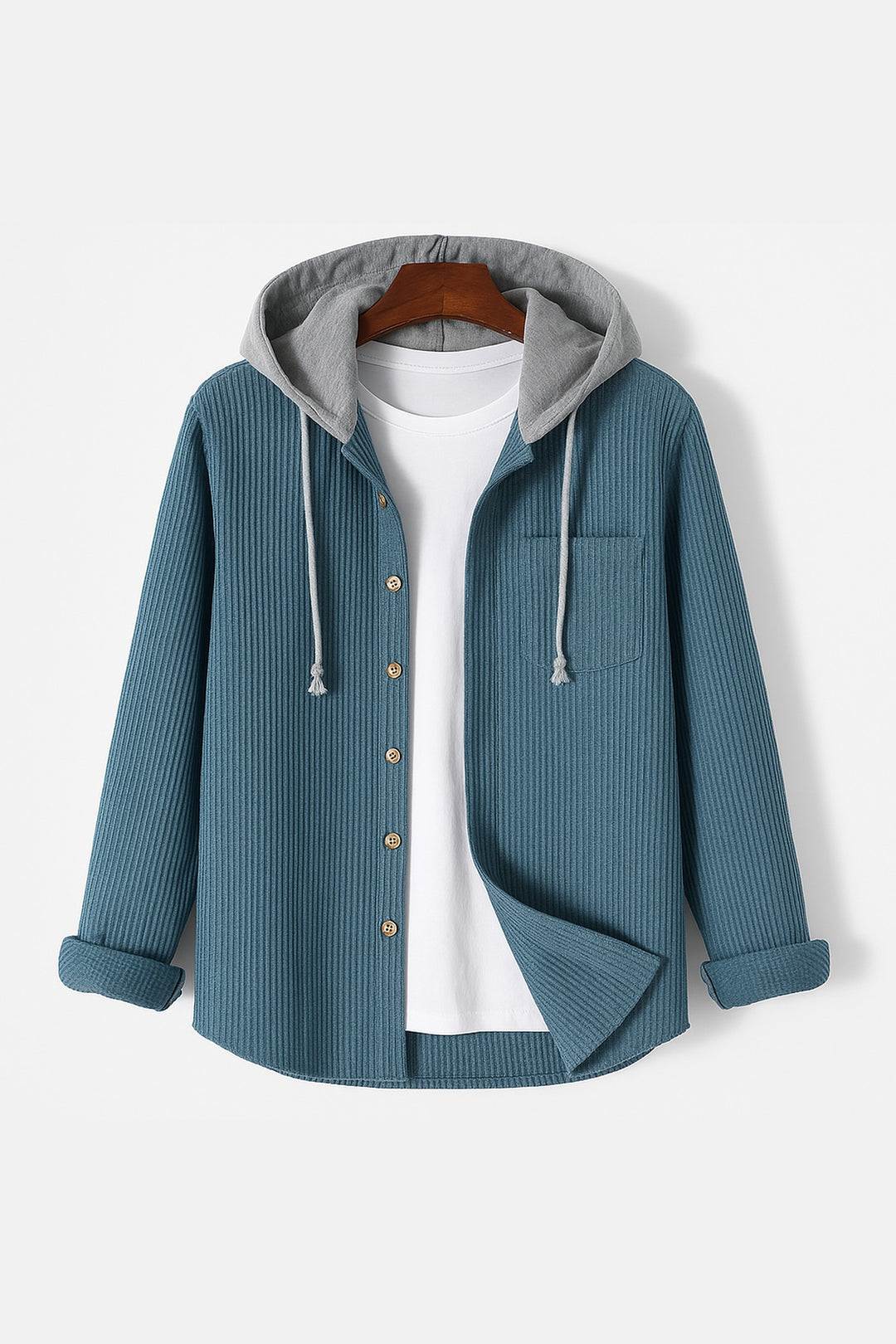 Men's Corduroy Button-Up Hoodie – Ridge Textured Layer