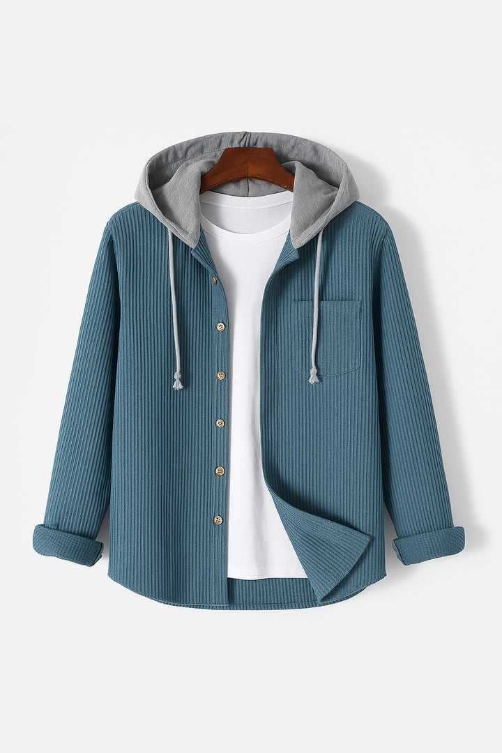 Men's Corduroy Button-Up Hoodie – Ridge Textured Layer