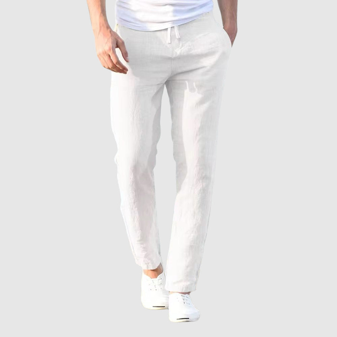 Men's Linen-Cotton Drawstring Trousers – Coastal Relaxed Fit