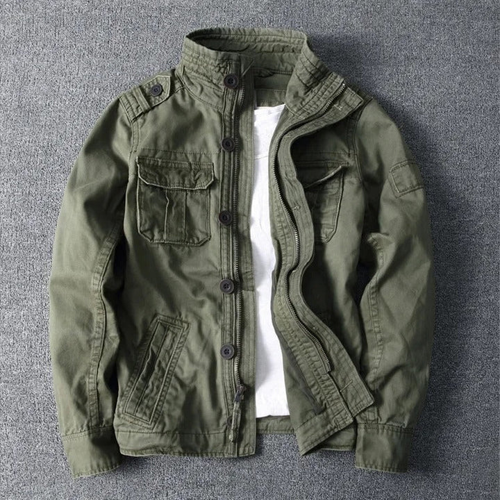 Men's Military Utility Jacket – Lightweight Button-Front Field Coat