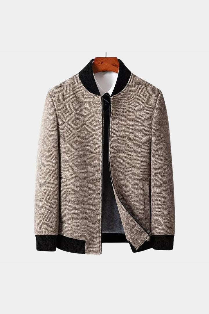 Men's Wool Herringbone Blazer – Smart Tailored Layering Jacket