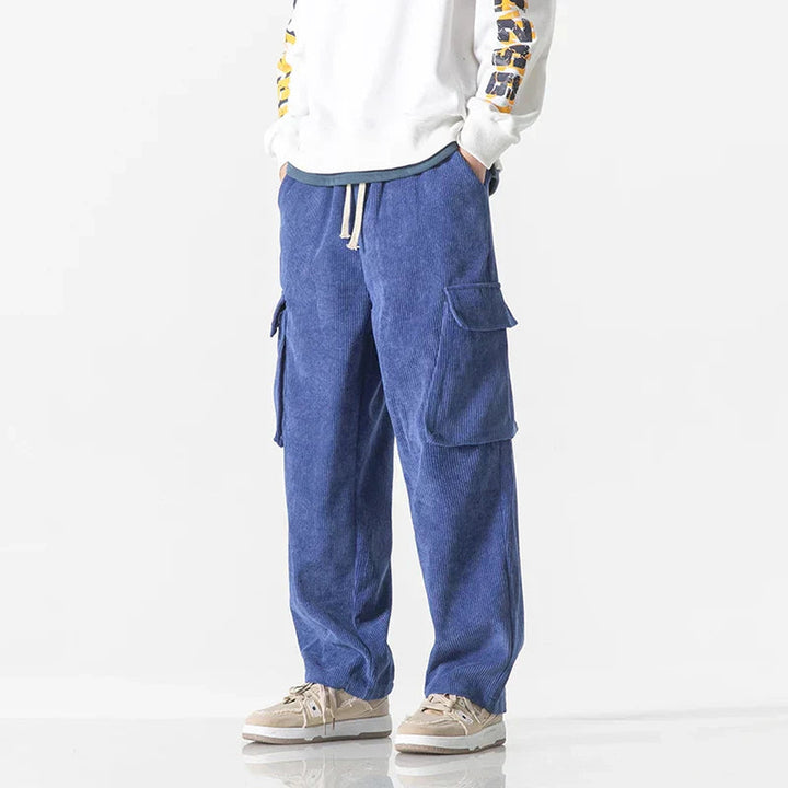 Men's Corduroy Cargo Trousers – Relaxed Drawstring Utility