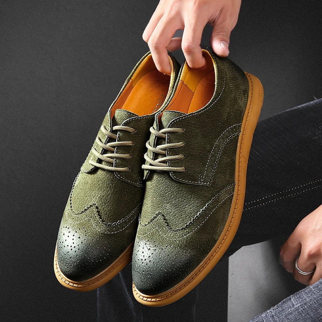 Men's Suede Wingtip Brogues – Smart-Casual Dress Shoes