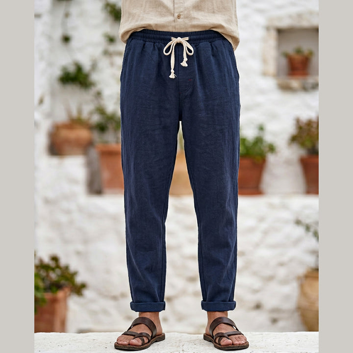 Men's Linen Trousers – Massimo Relaxed Drawstring Summer Fit
