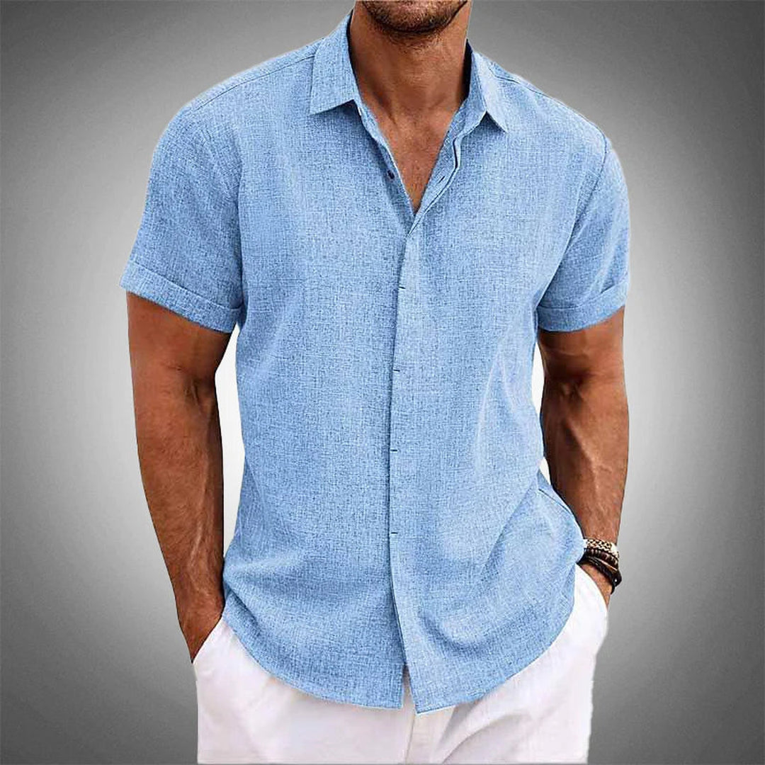 Men's Short Sleeve Linen Blend Shirt – Cool Summer Comfort
