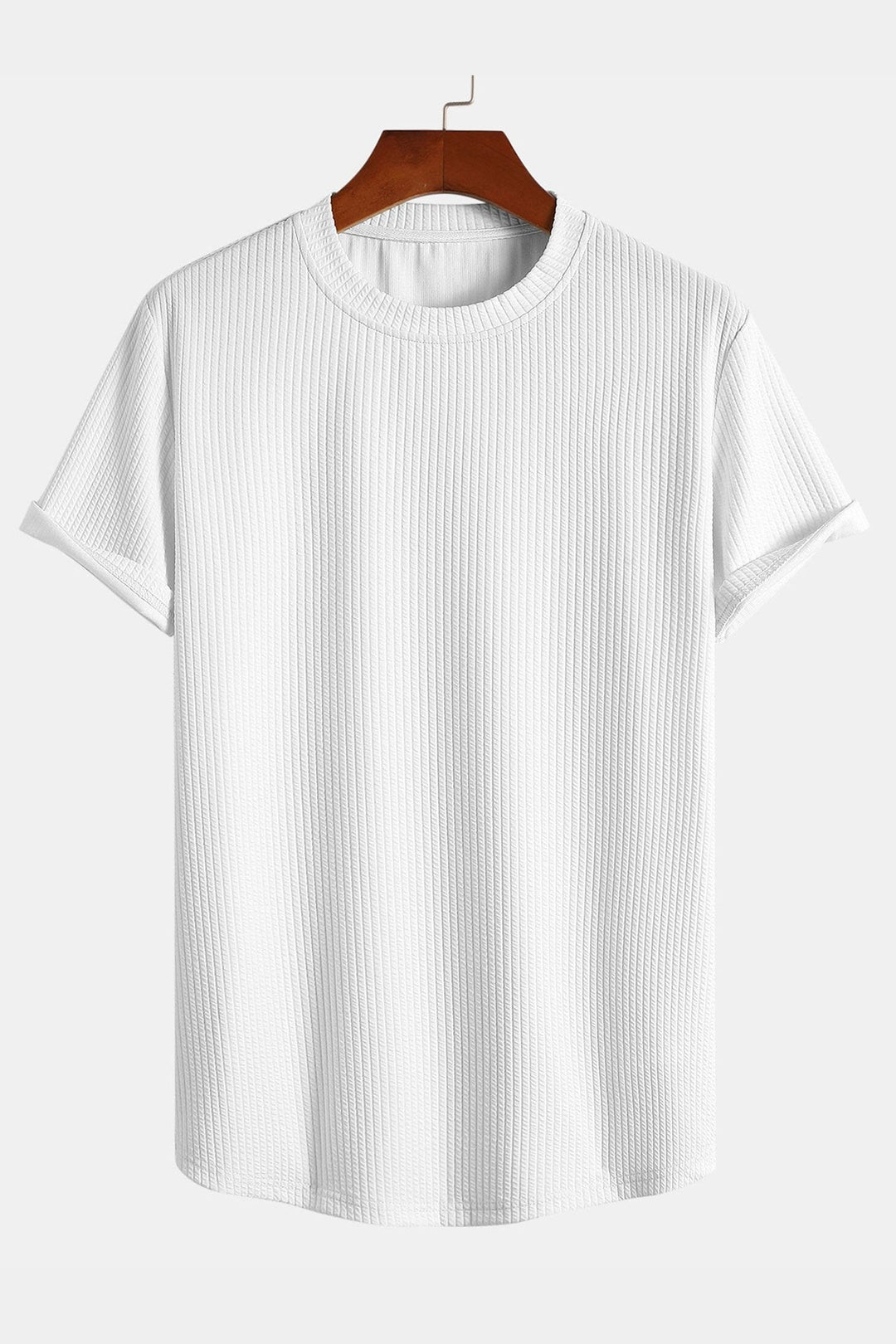 Men's Ribbed Muscle Fit T-Shirt – Stretch Crew Neck Essential