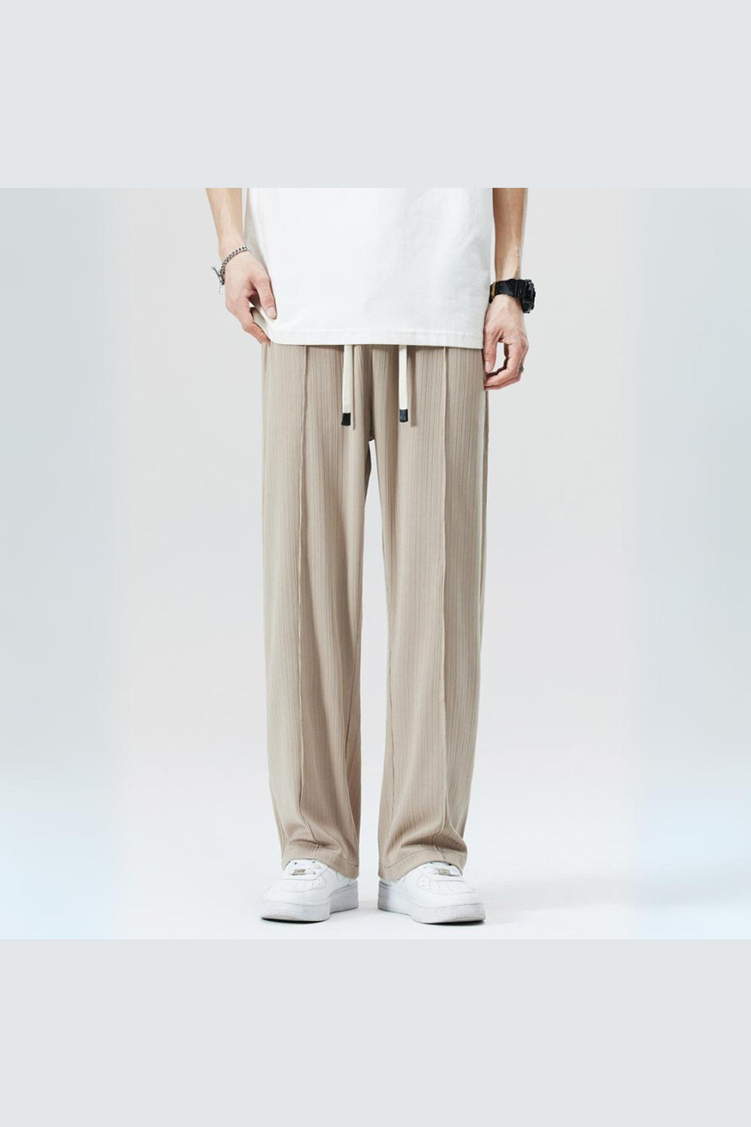 Men's Pleated Tailored Trousers – Elastic Waist Smart Casual