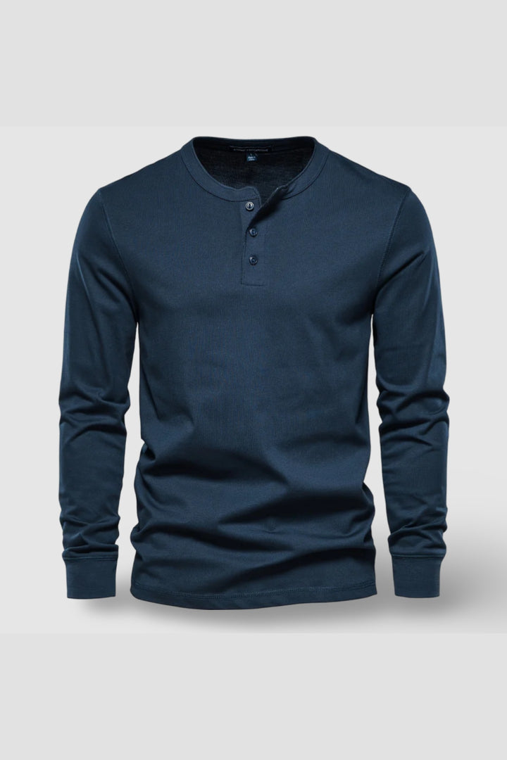 Men's Long Sleeve Cotton Henley – Buttoned Everyday Top