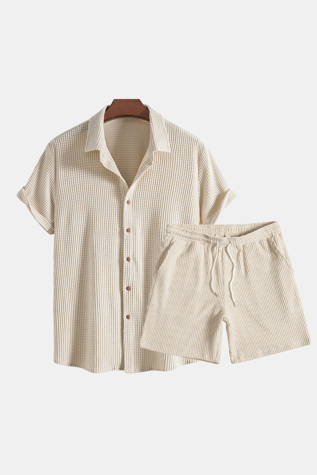 Men's Waffle Knit Lounge Set – Soft Polo Collar Co-ord