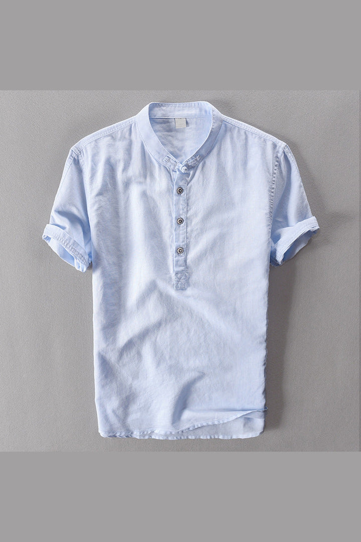 Men's Short Sleeve Linen Shirt – Breathable Summer Button-Down