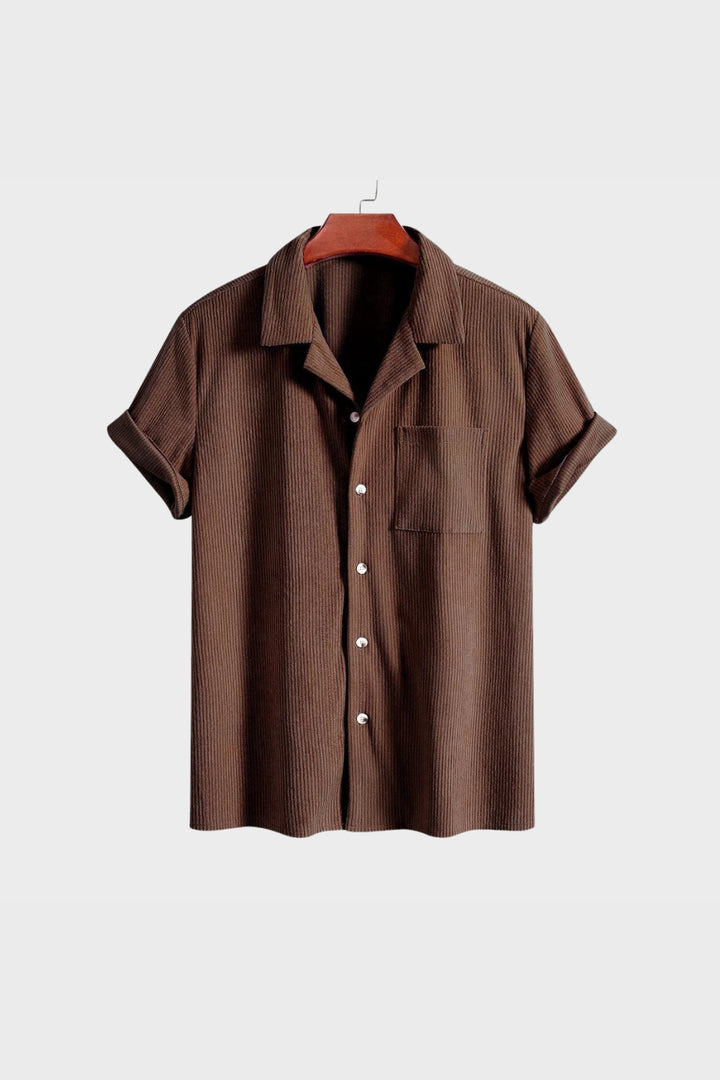 Men's Corduroy Cuban Collar Shirt – Short Sleeve Summer Staple