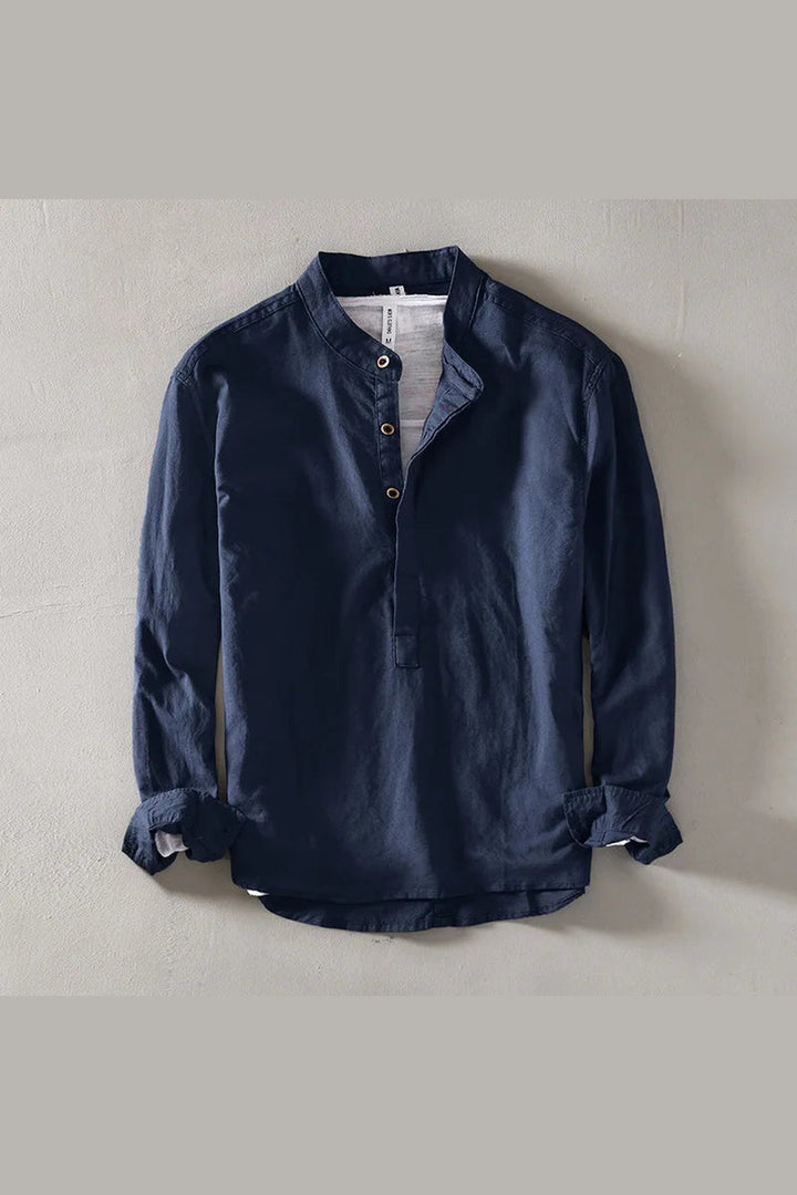 Men's Linen Blend Shirt – Relaxed Long Sleeve Summer Shirt