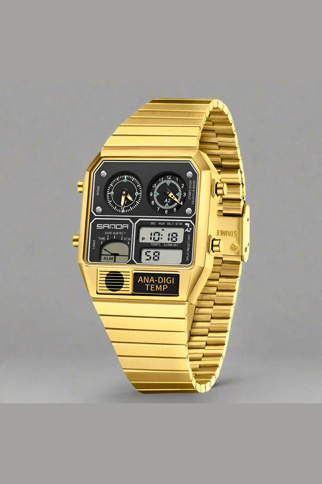 Men's Analogue-Digital Watch – Retro Dual Display Timepiece