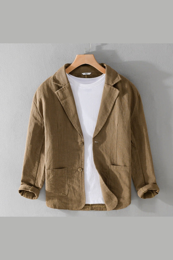Men's Linen Blend Jacket – Relaxed Garment-Dyed Summer Layer