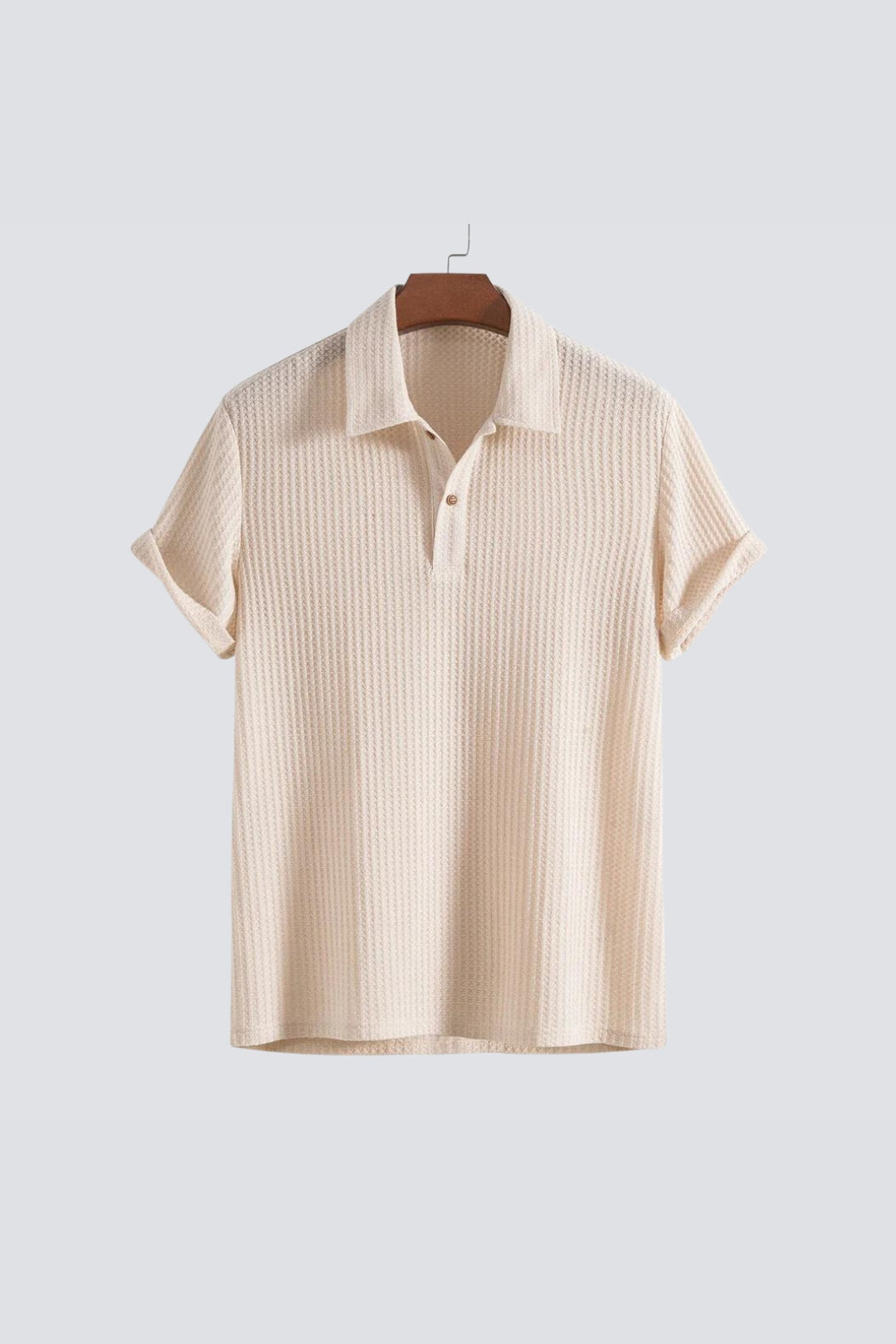 Men's Waffle Knit Polo Shirt – Textured Cotton Smart Casual