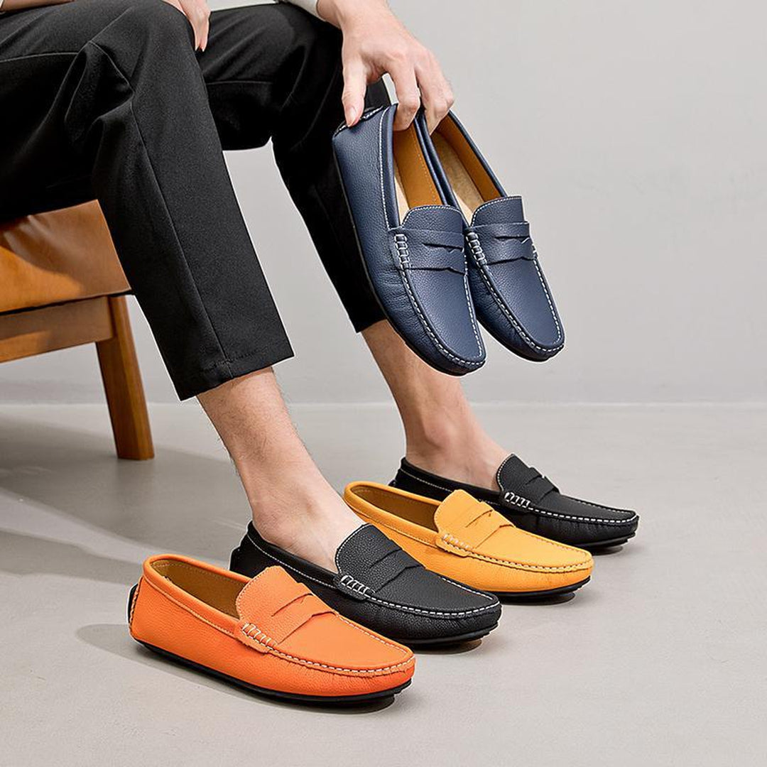 Men's Hand-Finished Leather Loafers – Cushioned All-Day Comfort
