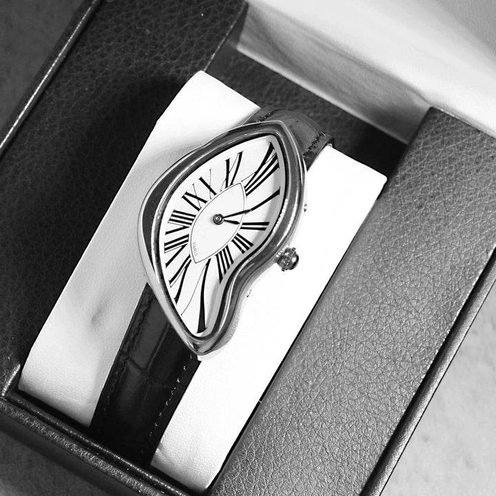 Leather Strap Analogue Watch – Sculptural Roman Numeral Dial