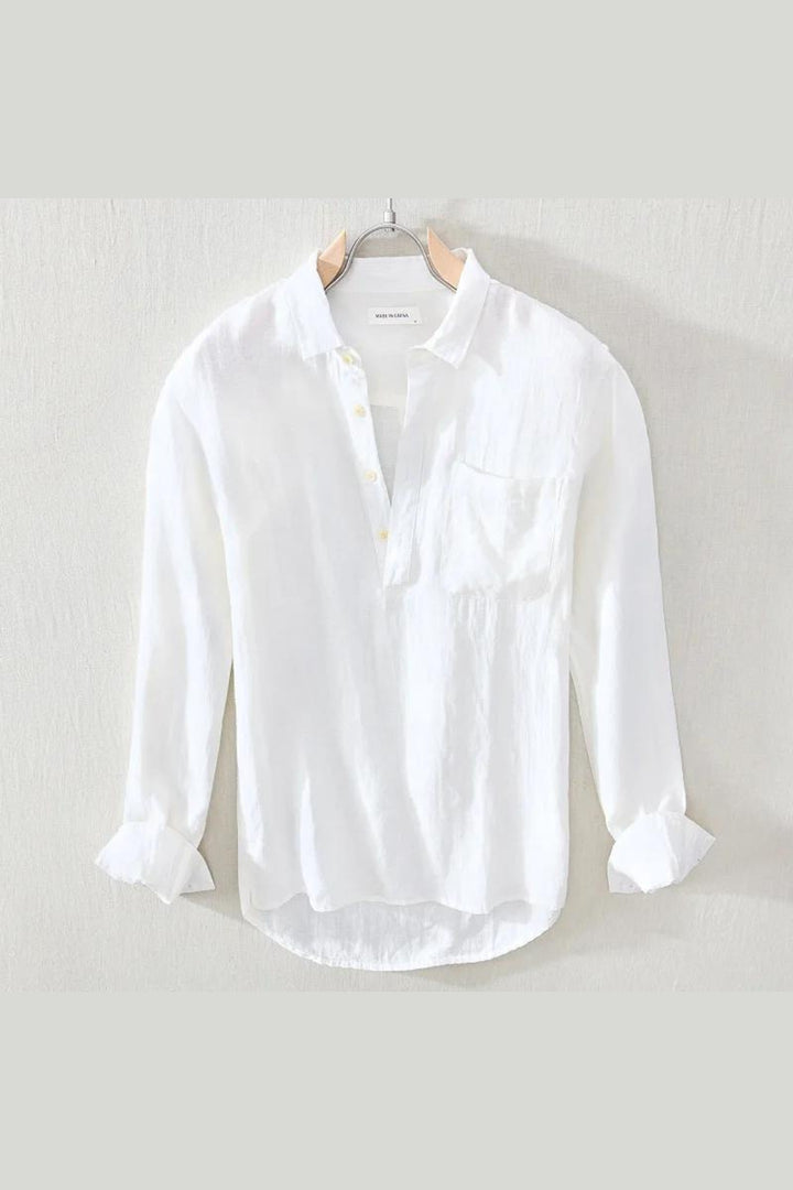 Men's Linen Popover Shirt – Relaxed Half-Placket Summer Style