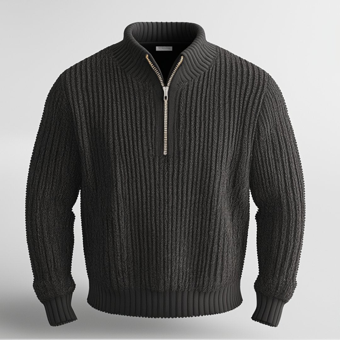 Men's Cotton-Blend Quarter-Zip Jumper – Thick Knit Highland Sweater
