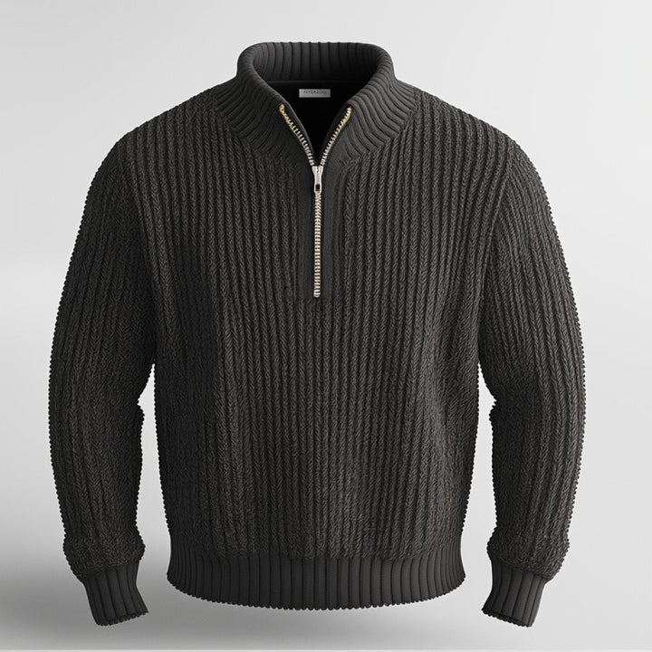 Men's Cotton-Blend Quarter-Zip Jumper – Thick Knit Highland Sweater