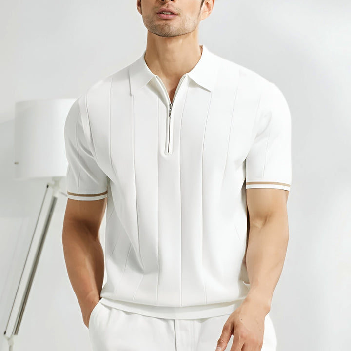 Men's Knit Half-Zip Polo – Massimo Textured Smart-Casual Top