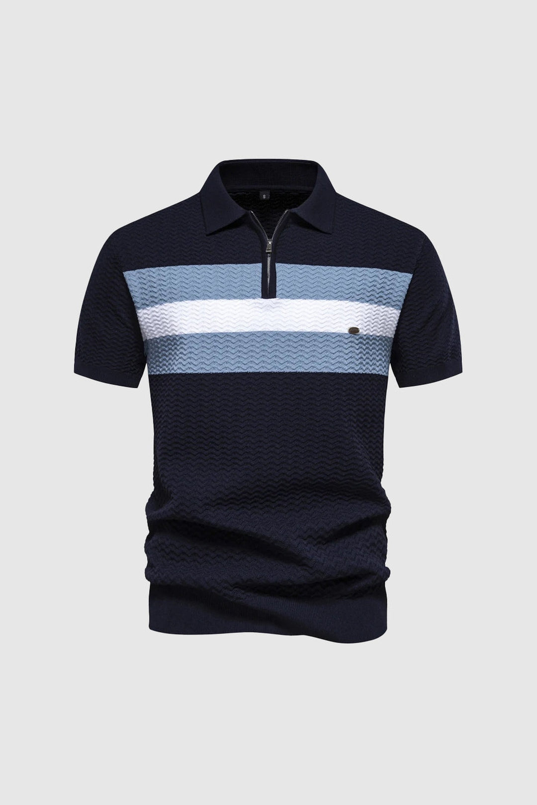 Men's Knitted Zip Polo Shirt – Breathable Short Sleeve Top