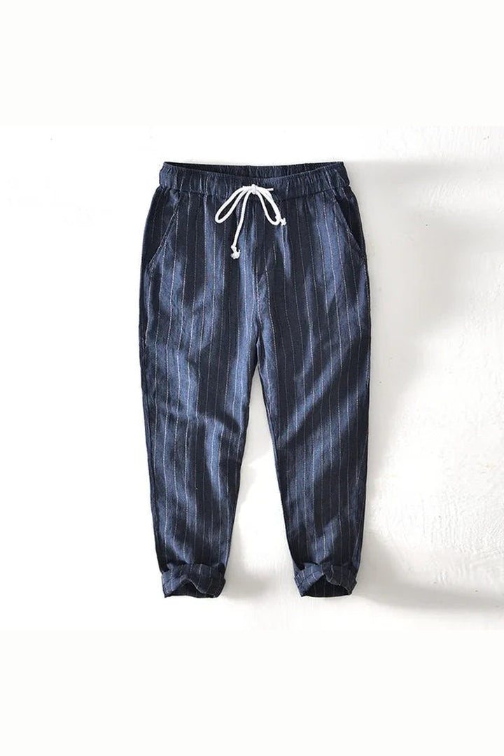 Oslo Men's Striped Linen-Blend Trousers – Relaxed Summer Fit