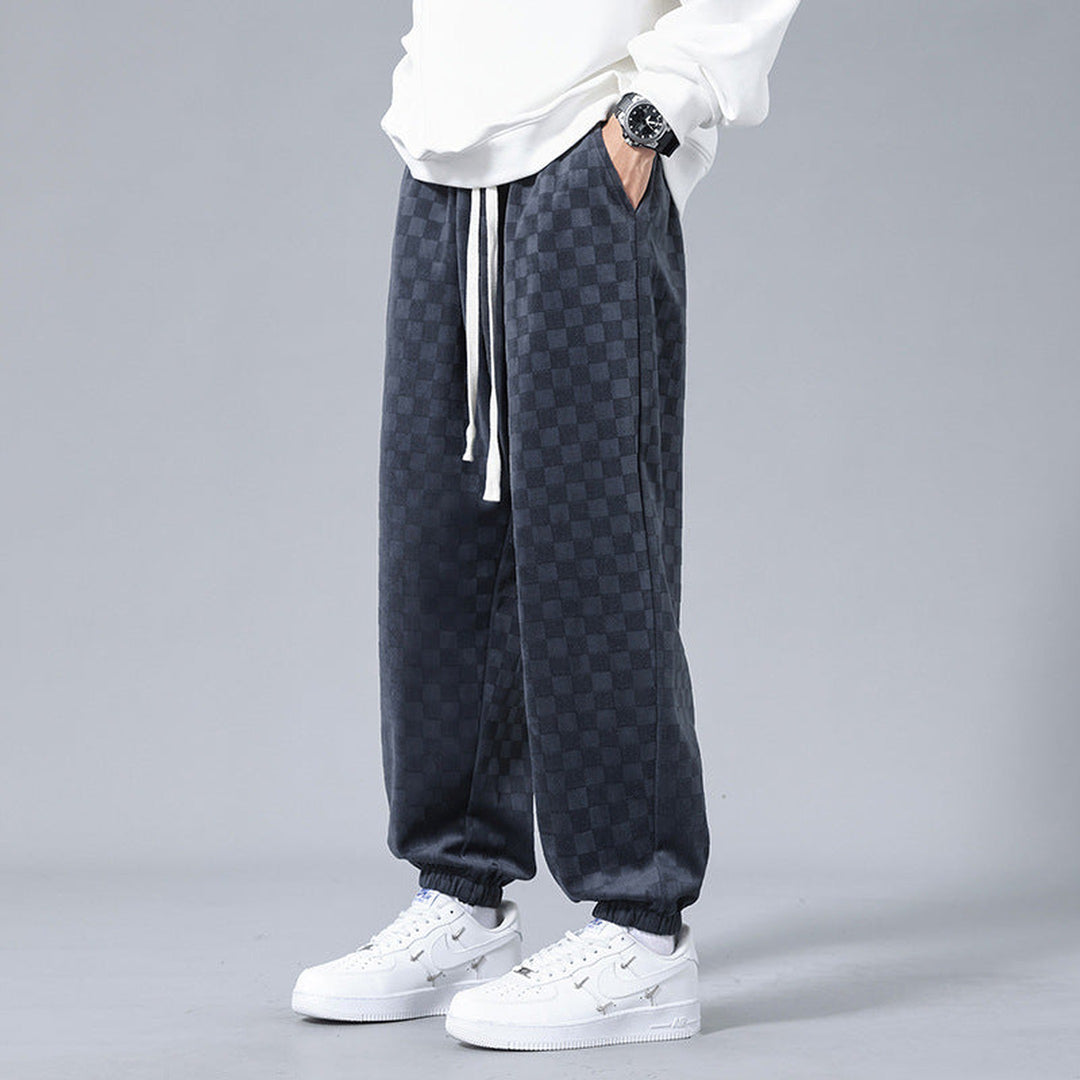 Men's Checkerboard Wide-Leg Joggers – Relaxed Everyday Sweatpants