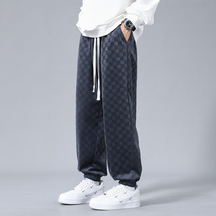 Men's Checkerboard Wide-Leg Joggers – Relaxed Everyday Sweatpants