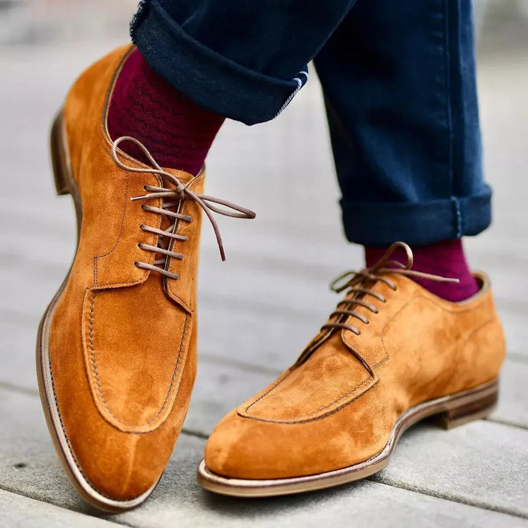 Men's Suede Oxford Shoes – Almond Toe Smart Dress Shoes