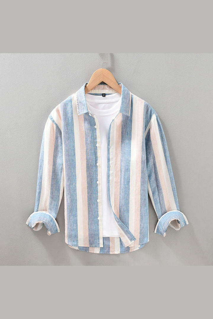 Men's Lucas Striped Linen Shirt – Breathable Summer Style