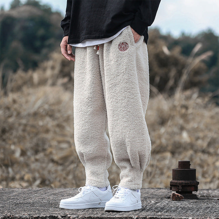 Men's Embroidered Joggers – Soft Japanese-Inspired Comfort