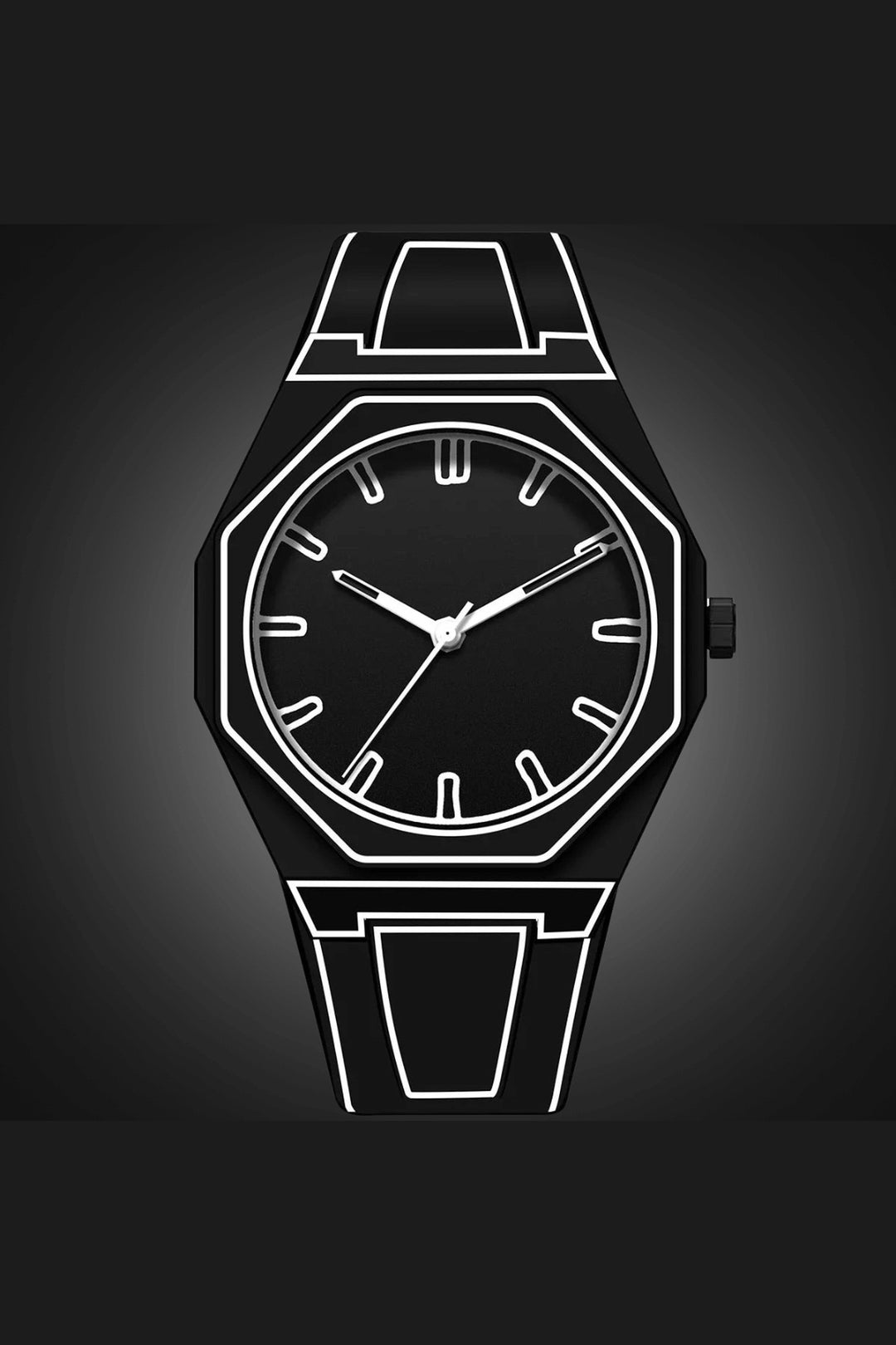 Unisex 3D Outline Watch with Silicone Strap – Water Resistant