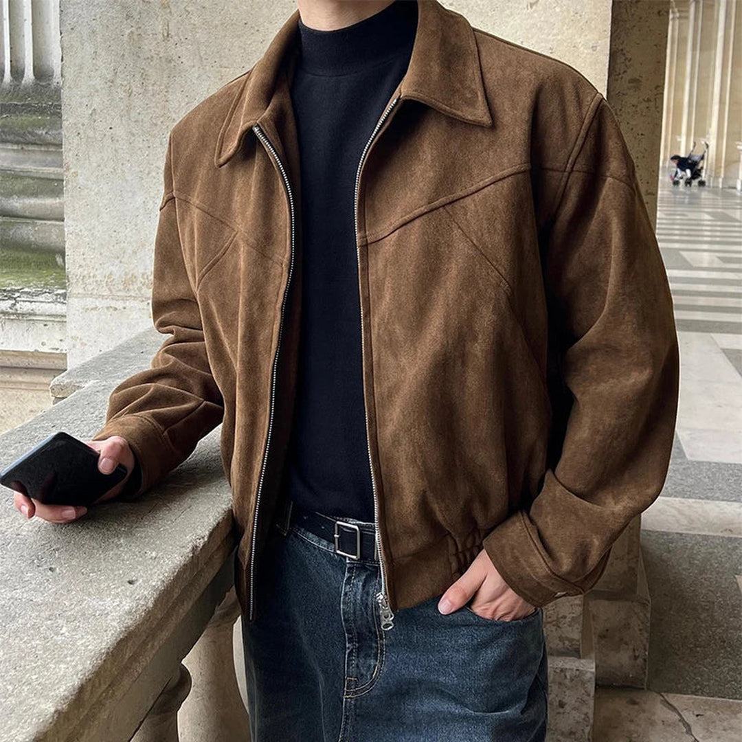 Men's Antonio Suede Jacket – Zip-Up Smart Casual Outerwear