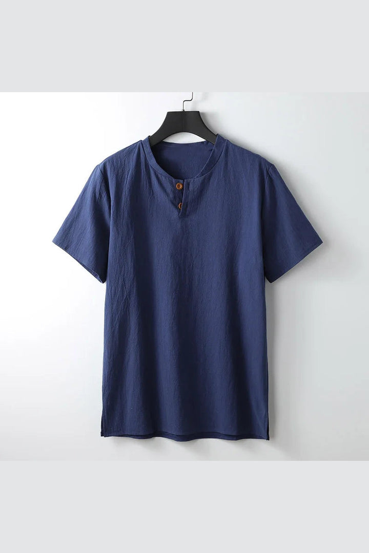 Men's Japanese Linen Button-Down Shirt – Breathable Tailored Fit