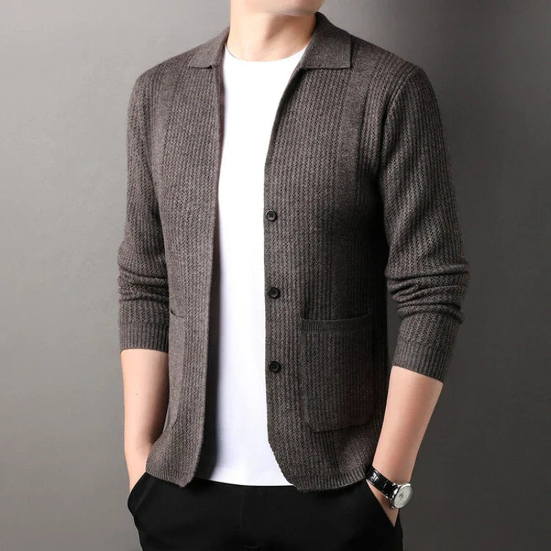 Men's Valerio Cashmere Button-Up Cardigan – Ribbed Knitwear