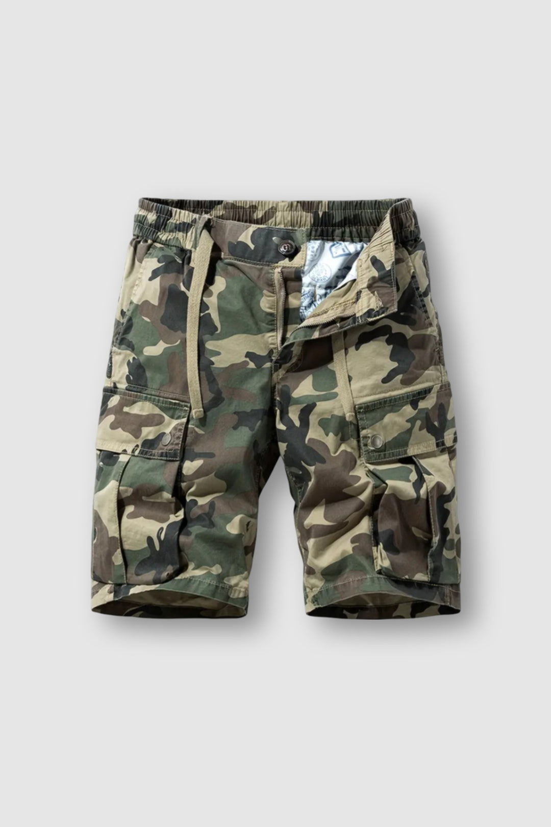Men's Cotton Camo Cargo Shorts – Drawstring Outdoor Shorts