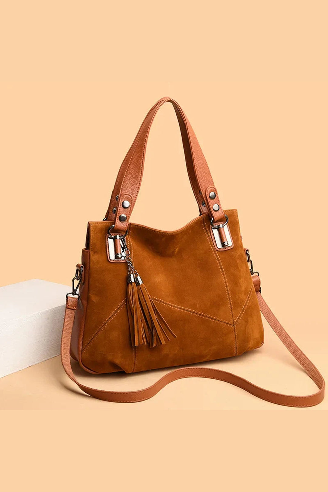 Women's Suede Tote Bag – Convertible Shoulder to Crossbody
