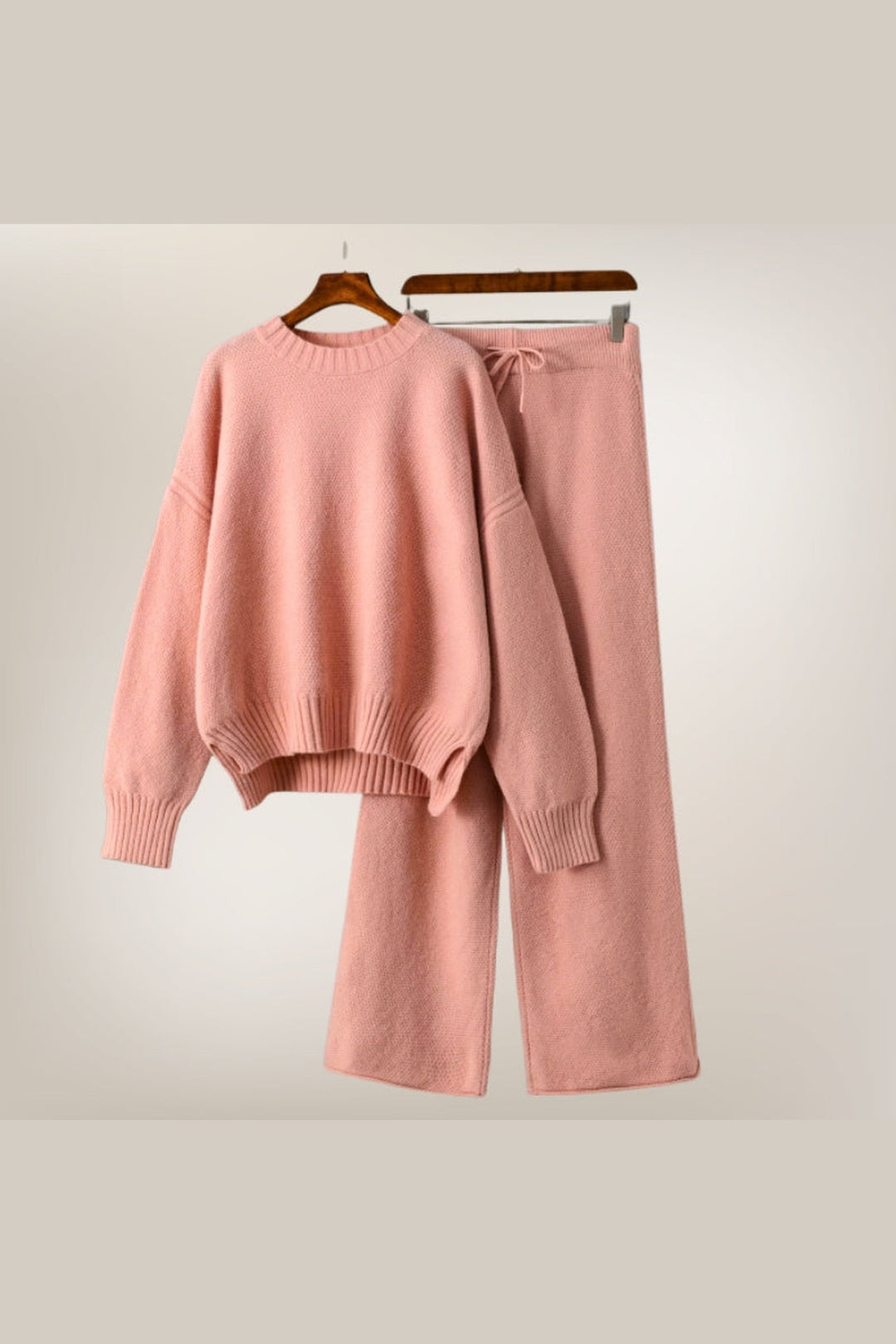 Women's Knitted Two-Piece Set – Jumper and Wide-Leg Trousers