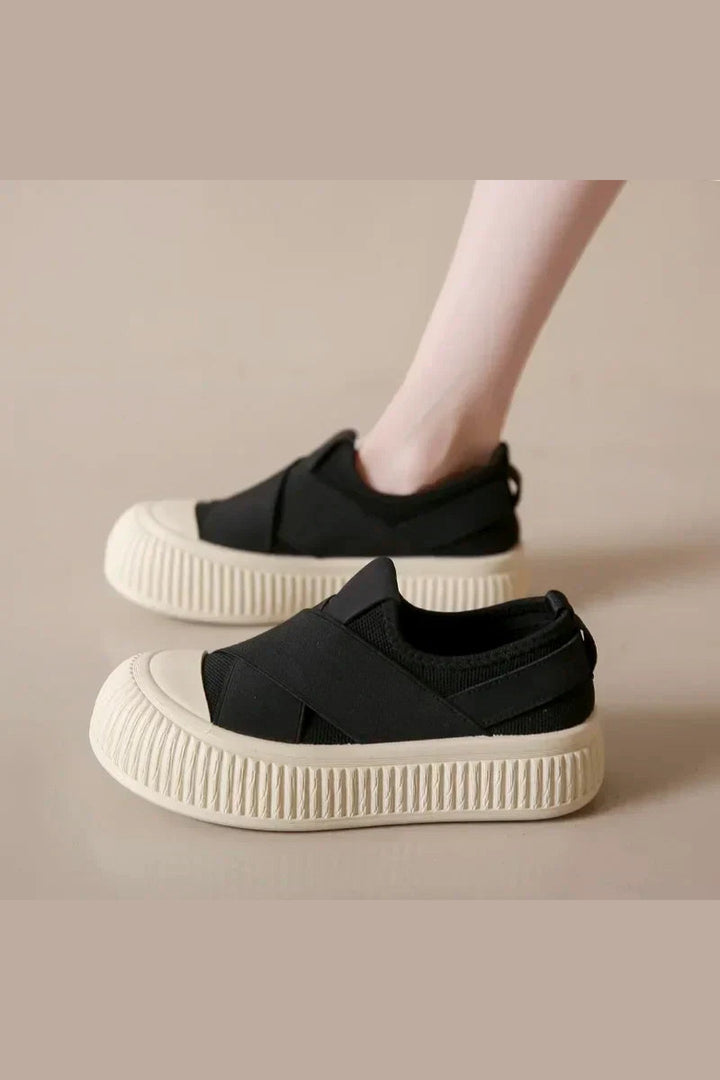 Women's Cross-Band Slip-On Trainers – Lightweight Mesh Shoes