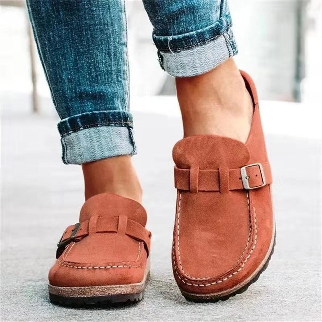 Women's Suede Orthopaedic Loafers – Cushioned Buckle Comfort