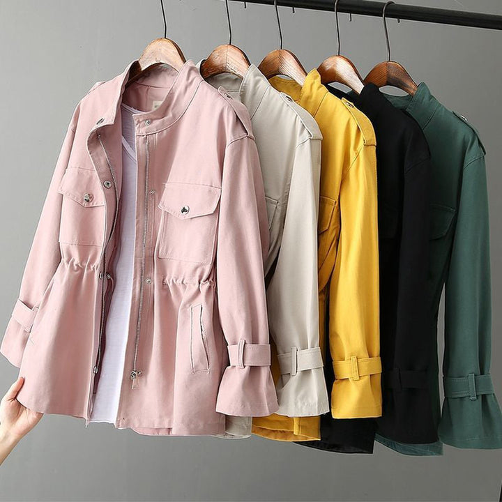 Women's Water-Resistant Utility Jacket – Cinched Waist Design