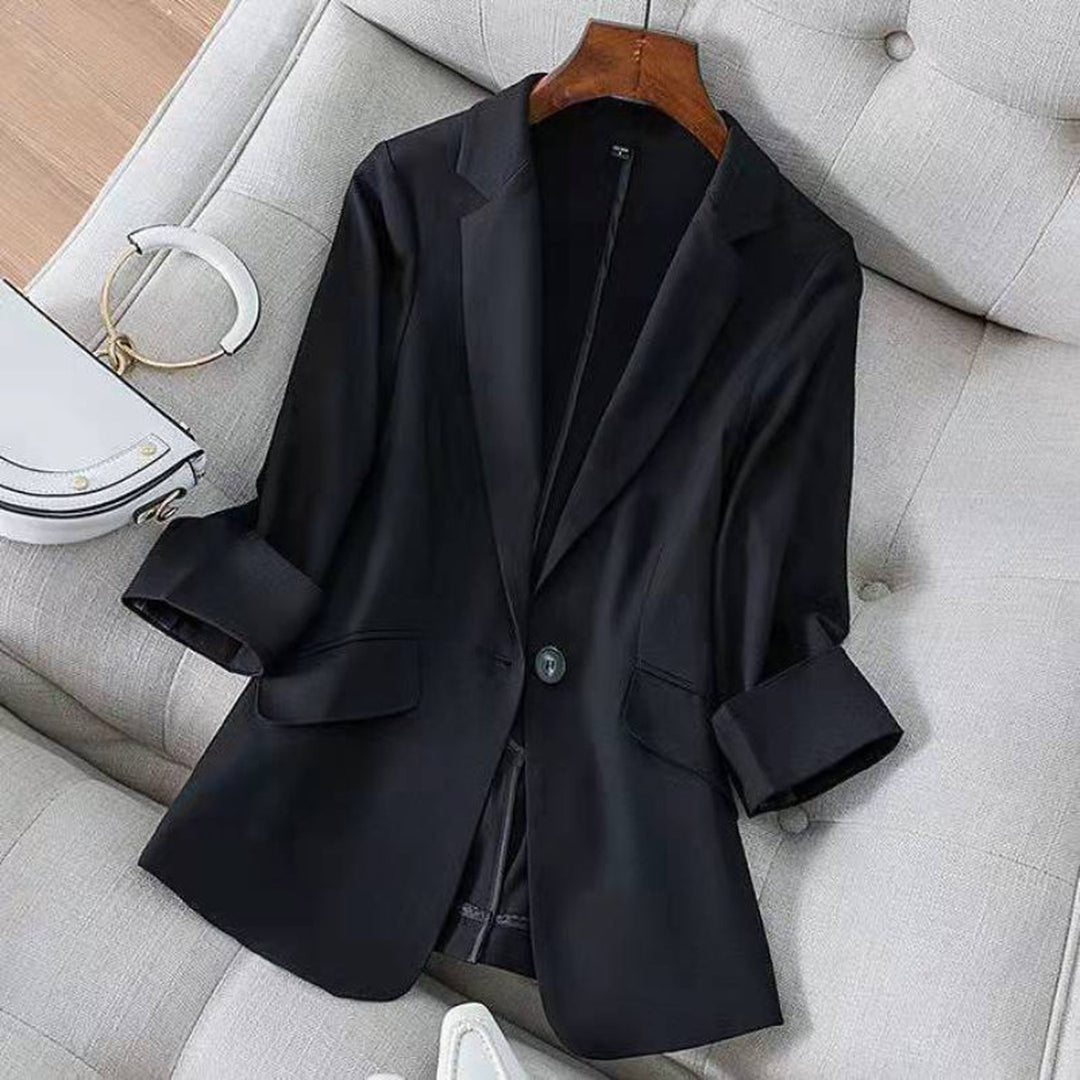Women's Linen Blazer – Tailored Notch Lapel for Work & Weekend