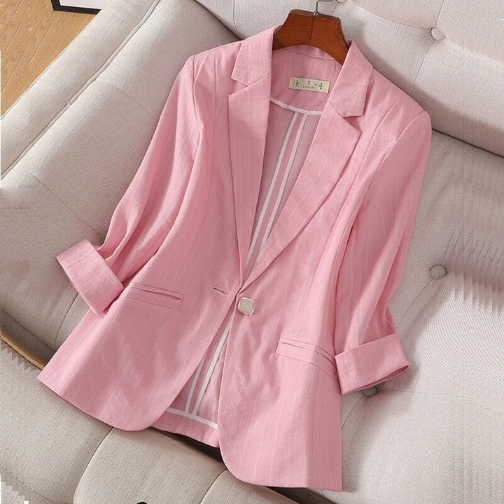 "Women's Linen Blazer – Single-Button Tailoring, Work to Weekend"