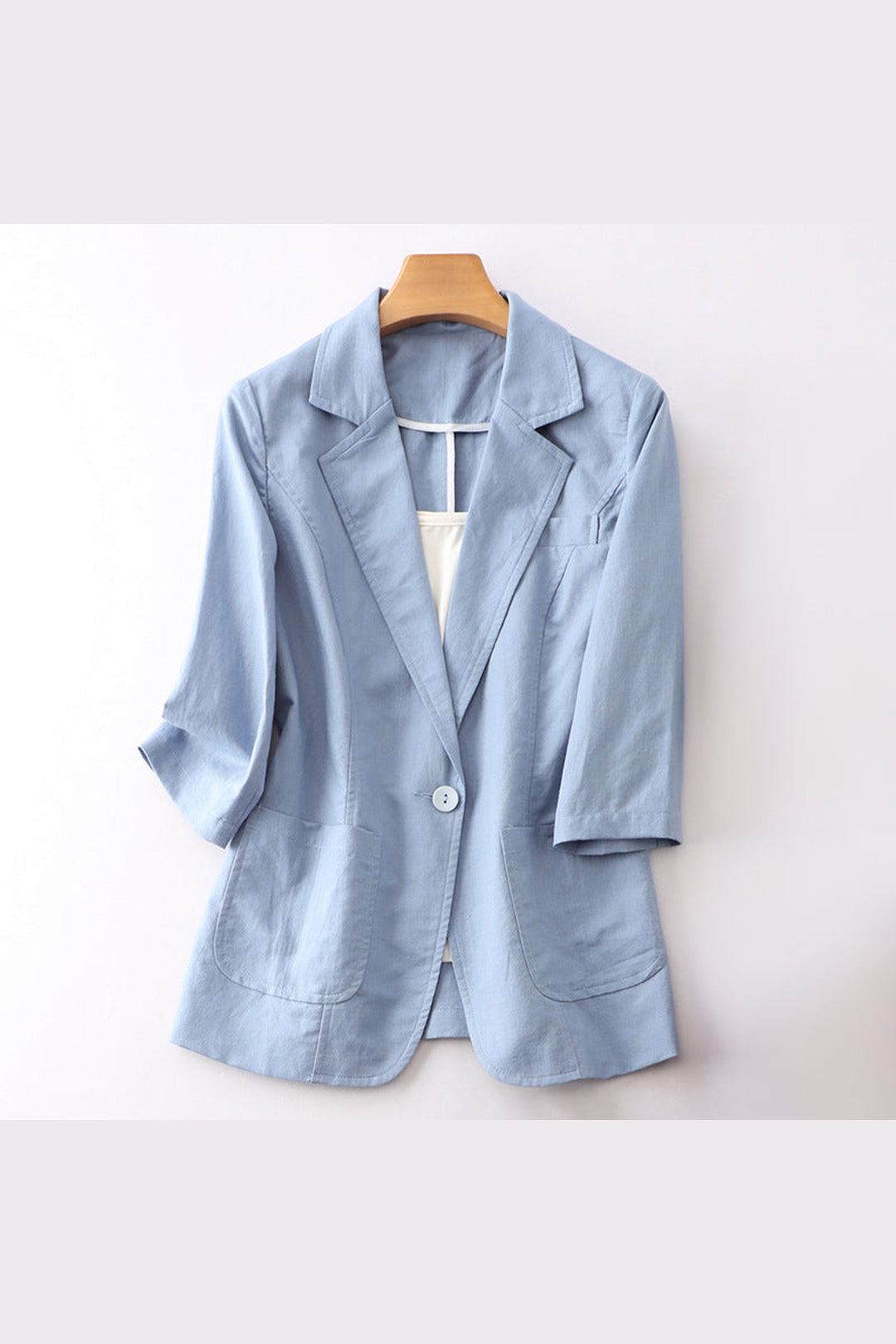 Women's Linen Blazer – Valentina Tailored 3/4 Sleeve Jacket