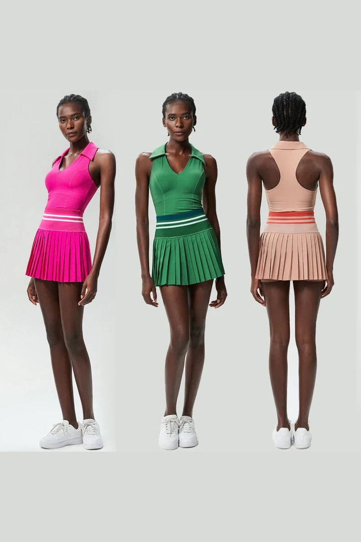 Women's Pleated Tennis Set – Quick-Dry Crop Top & Skirt