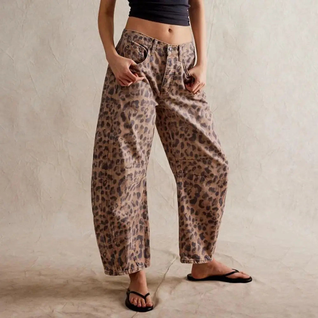 Women's Wide Leg Stretch Jeans – Relaxed Mid-Rise Ankle Length
