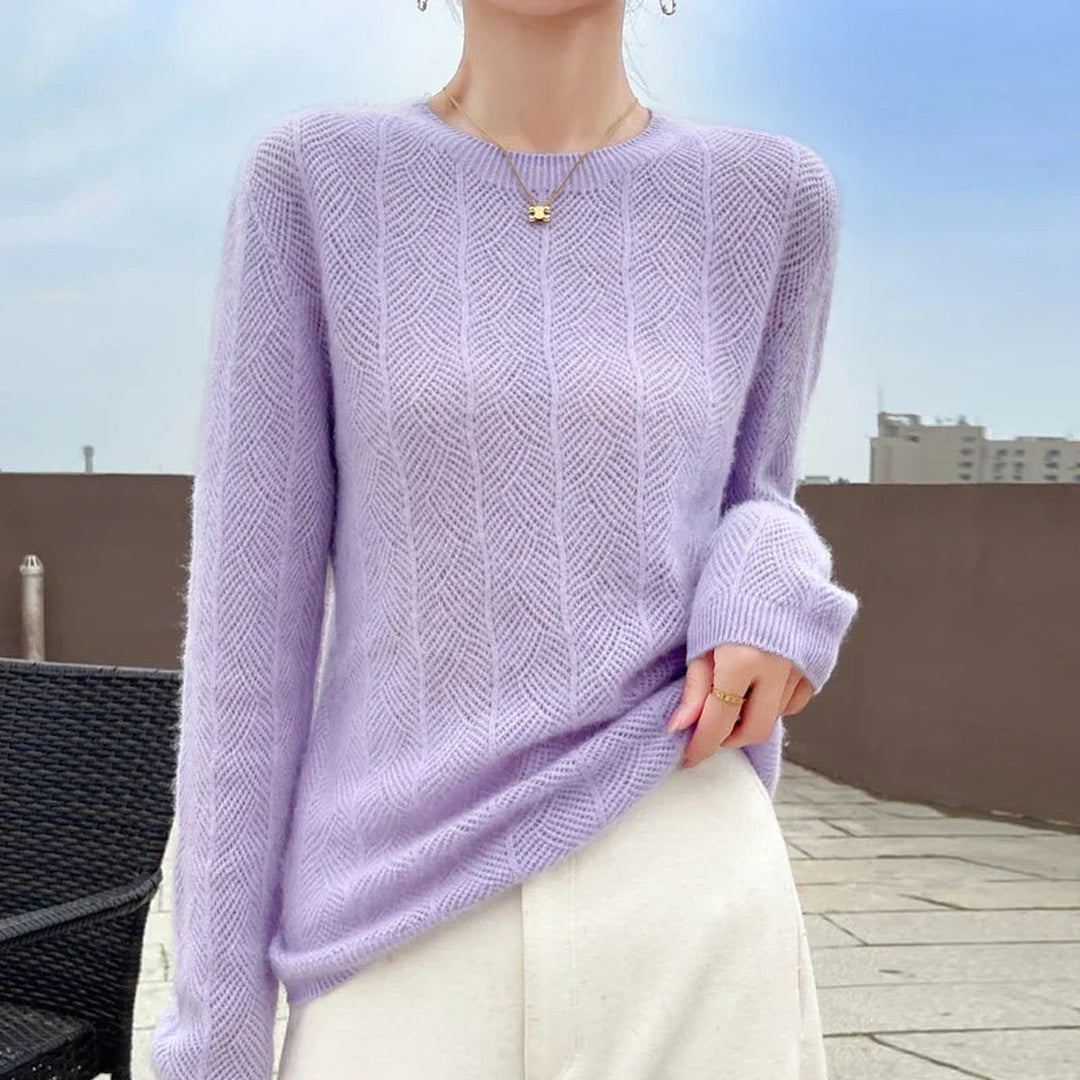 Women's Merino Wool Chevron Knit Jumper – Relaxed Fit Knitwear